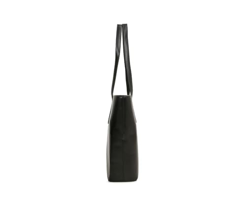 LOUIS STITCH Stylish Black Tote Bag for Women | Ladies Oversized Shopper Tote Handbag with Zipper for Travel, College | LDB-VF1005-TOTJB