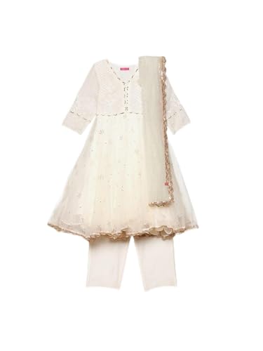 BIBA Girls Ethnic Yellow Cotton Kurta Set (Size_5)