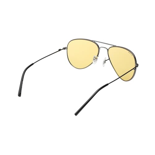 Tommy Hilfiger Eyewear | Yellow Lens | Gun Frame | Full Rim Aviator Shape Branded Latest and Stylish Sunglasses | 100% UV Protection | Mens Sunglasses| Size Medium | TH 1574PL C8 S