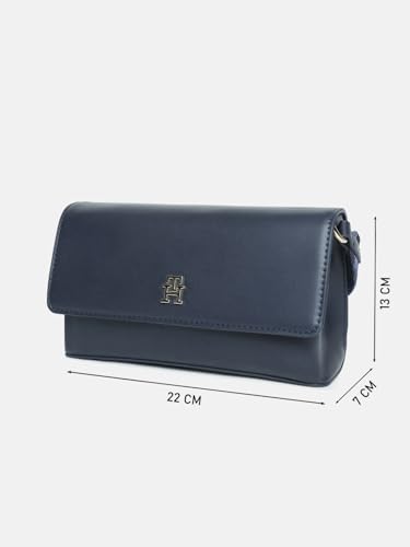 Solid Blue Polyurethane Sling Bag