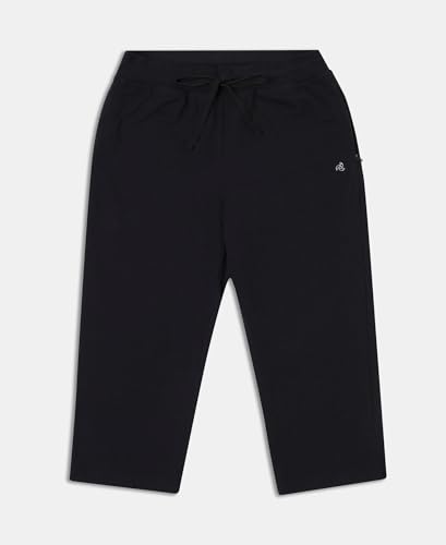 Jockey Women's Regular Fit Capris (1300-0105-BLACK_S_Black_Small)