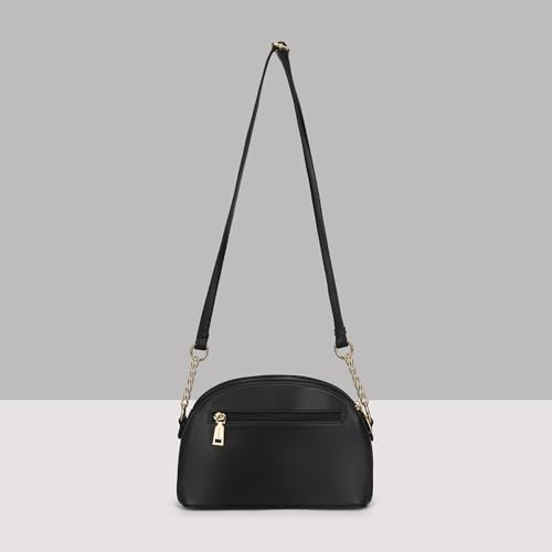 Caprese Scarlet Small Sling Bag for Women with Adjustable Strap | Floral Printed Faux Leather | Multi-Compartment Crossbody Purse | Zipper Closure | Stylish Everyday Bag (Black)