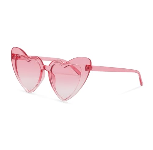 Tresneria Kids Sunglasses and Hair Accessory Combo set of 2 – Heart Design Pink Gradient Glasses with Matching Flower Clips