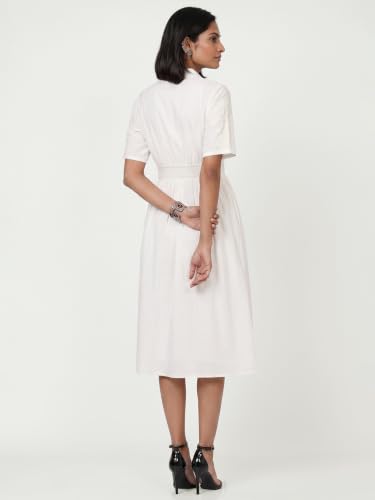 Max Women Embroidered Midi Dress (White_XL)