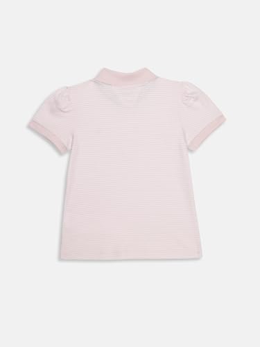 Girls Striped Regular Fit Cotton Polo T-Shirt