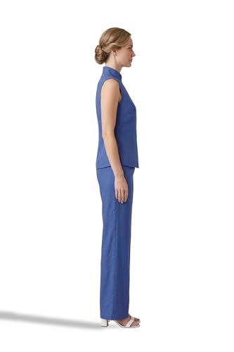 Loom Dales Women's Co-ord Set, Polyester Blend, Herringbone, Casual Style, 2 Piece, Blue, Large