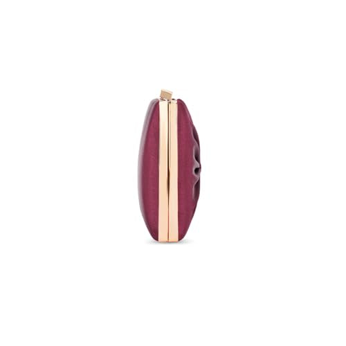 Lavie Lx Satin Synthetic Zipper Closure Women's Clutch (MAROON, LARGE)