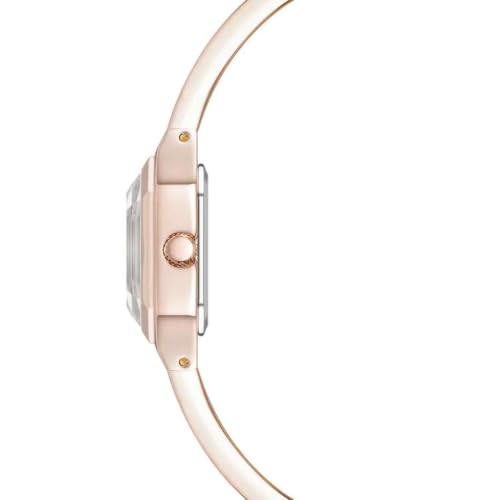 Anne Klein 3 Hands Analog Burgundy Rectangle Dial Pink Enamel Watch for Women - AK5158RGBY