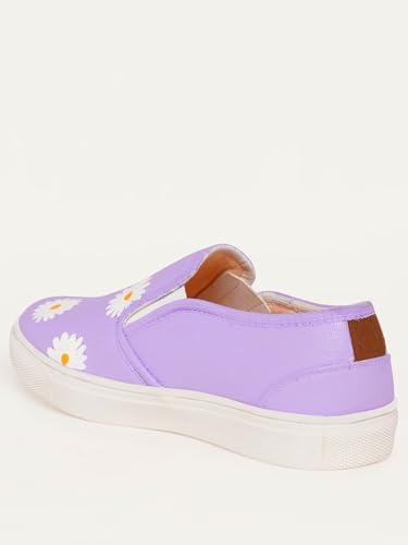 THE QUIRKY NAARI Hello Daisy Slipons with A Beautiful Lavender Design | Purple