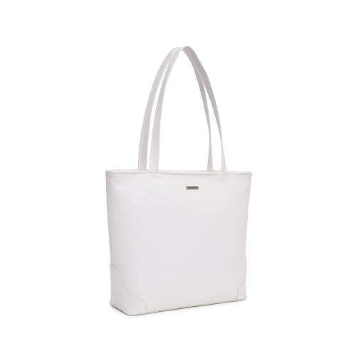 Fastrack Stylish Textured Tote Bag for Women | Trendy Casual Bag for Ladies, Women, Girls | Everyday College Bag Made of High-Quality Faux Leather (White)