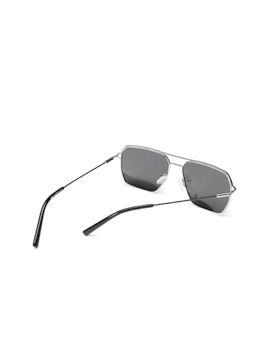 Carlton London Men Premium Polarised UV Protected Black Lens Silver Toned Rectangle Sunglasses