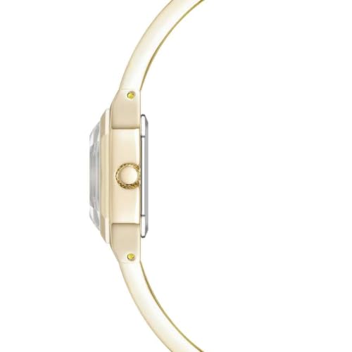 Anne Klein 3 Hands Analog Black Rectangle Dial Black Enamel Watch for Women - AK5158GPBK
