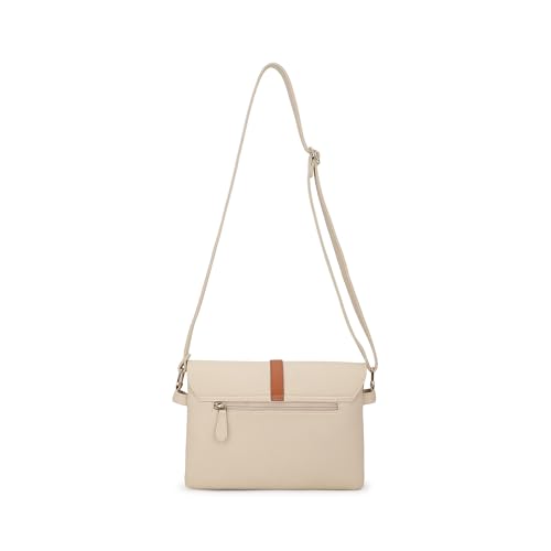 Fastrack Beige Sling | Faux-Leather Women’s Handbag | Sling with Dual Compartments & Utility Pockets