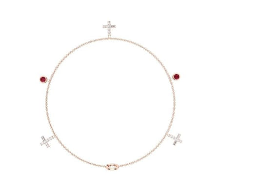 DISHIS 14K Rose Gold Diamond Bracelet for Woman