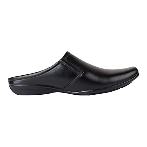 HIKBI Half Formal Shoes/Casual Half Shoes/Back Open for Men (Black, UK Footwear Size System, Adult, Men, Numeric, Medium, 10)