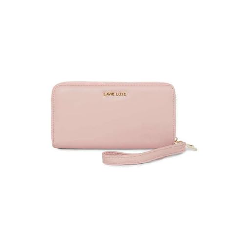 Lavie Zipper Dual Zip PU Women's Casual Wear Wallet (Pink, Large)