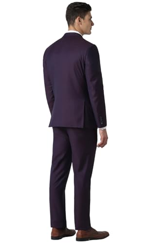 Van Heusen Men Purple Solid Slim Fit Formal Four Piece Suit