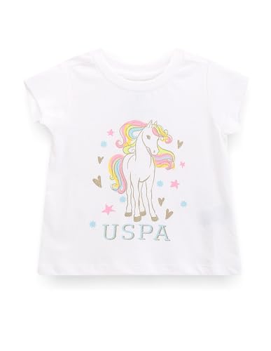 U.S. POLO ASSN. Girls Glitter Print Cotton T-Shirt White
