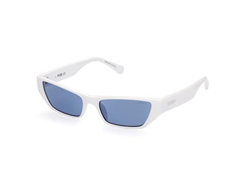 Guess Solid Rectangular Unisex Sunglasses - (GU8232 21V 56 S |56| Blue Color Lens)