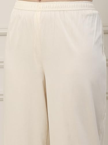 BIBA Women White Silk Chanderi Straight Suit Set_42
