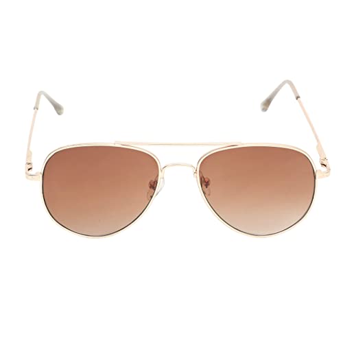 SPIKY Unisex Kids Aviator Sunglass With Protective Case Gold Frame Brown Lens, Free Size - (Pack of 1)
