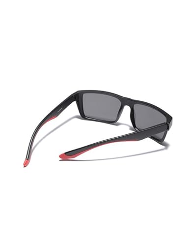 Carlton London Black and Red Toned with Black Polarised Lens Square Sunglass