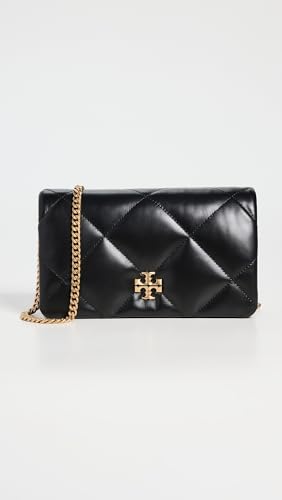 Tory Burch Women's Kira Diamond Quilt Chain Wallet, Black, One Size, Elegant