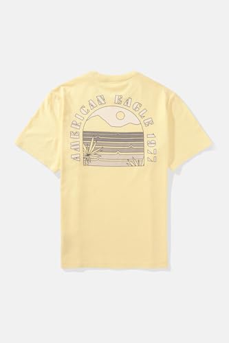 American Eagle Men Yellow Logo Graphic T-Shirt