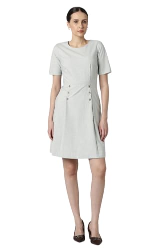 Van Heusen Women's Polyester Blend Modern Above Knee Dress (VWDRCRGFZ13786_Grey