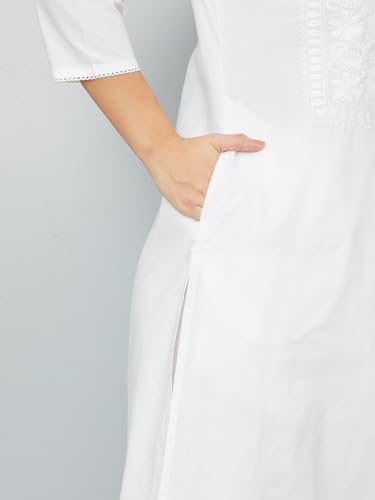 Max Women's Polycotton Regular Kurta (SCEKSU25VE_Off White