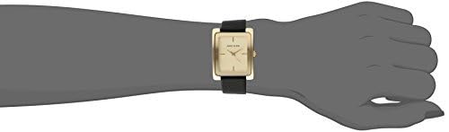 Anne Klein Women's AK/2706CHBK Gold-Tone and Black Leather Strap Watch