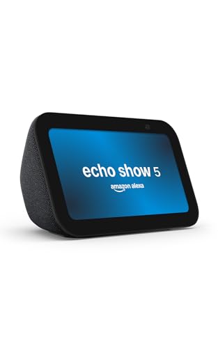 Amazon Echo Show 5 (latest model) | Smart display with Alexa, 2x bass speaker, clearer sound, camera for home monitoring, bluetooth | Charcoal