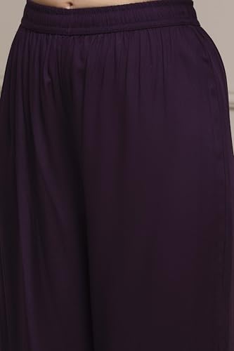 Biba Women's Viscose Rayon Kurta Set (SKDCRFLUX30159AW25PUR_Purple
