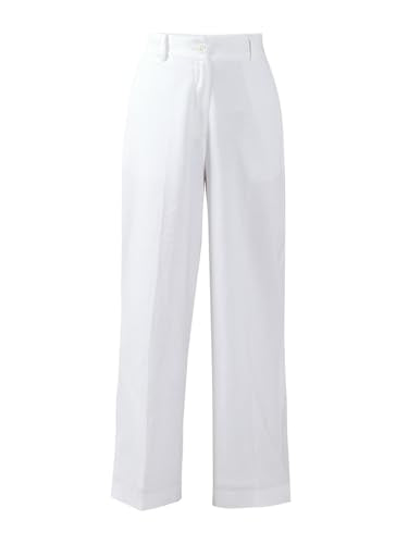 VERO MODA Women's Straight Fit High Rise White Pants