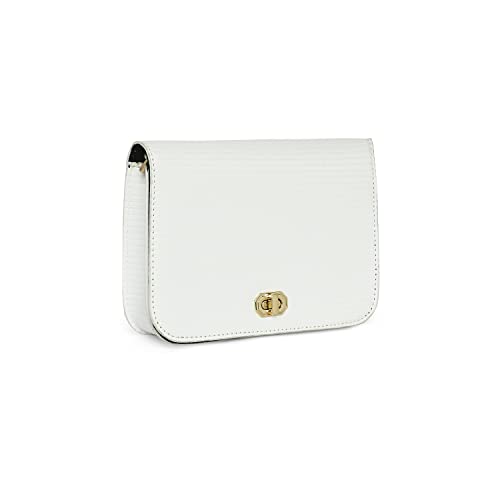 Accessorize London Women's Faux Leather Woven Chain White Evie Sling Bag