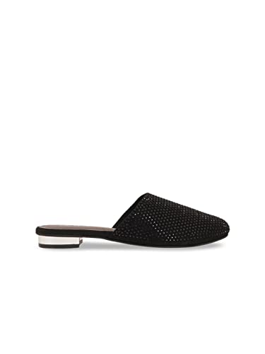 pelle albero Black Embellished Party Block Mules PA-GF-5044_BLACK