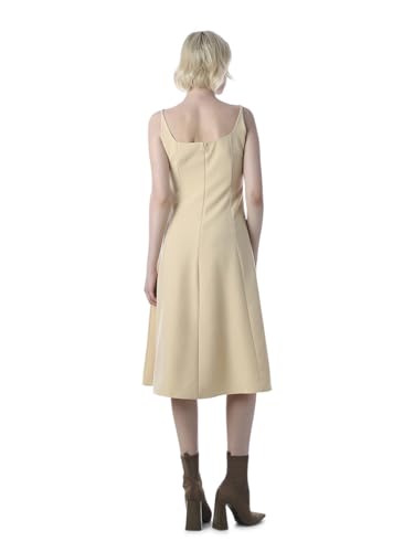 ONLY Women's Solid Fit and Flare Beige Dress