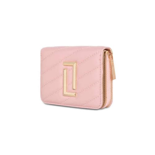 Lavie Zipper Diagonal PU Women's Casual Wear Wallet (Pink, Small)