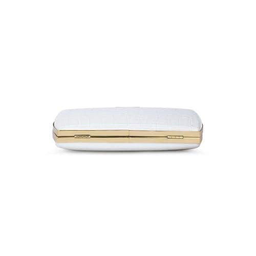 Lavie Lx Glossy Synthetic Zipper Closure Women's Clutch (WHITE, LARGE)