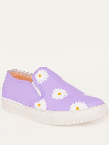 THE QUIRKY NAARI Hello Daisy Slipons with A Beautiful Lavender Design | Purple