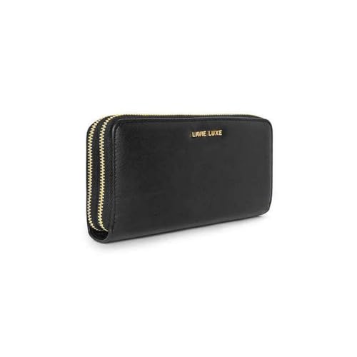 Lavie Zipper Dual Zip PU Women's Casual Wear Wallet (Black, Large)