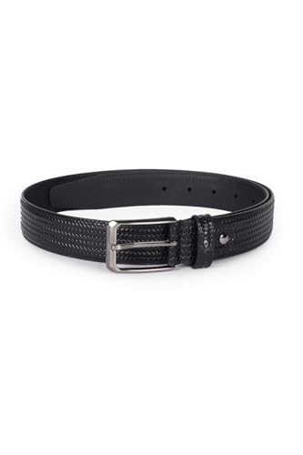 Men Black Textured Casual Belt