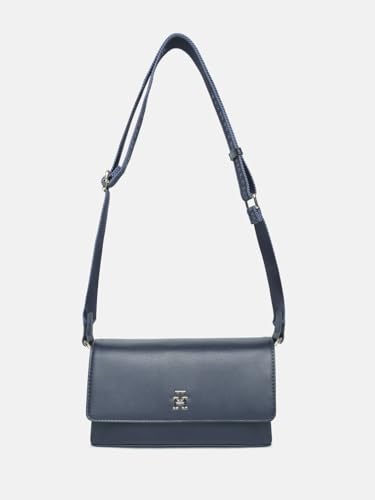 Solid Blue Polyurethane Sling Bag