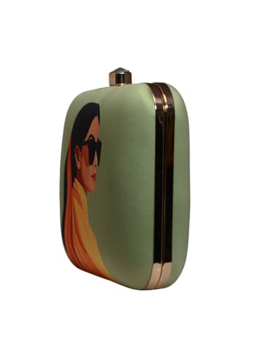 Glam Girl Portrait Printed Clutch