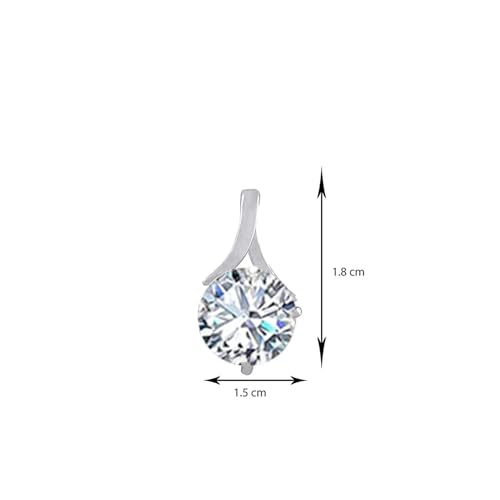 JFL - Jewellery for Less Fashion Silver Plated Solitaire Modern Cz American Diamond Pendant Set for Women.
