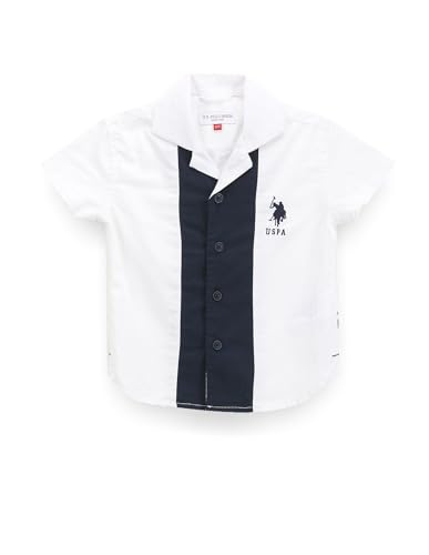 U.S. POLO ASSN. Kids Regular fit Logo Cotton Short Sleeves Casual Shirts (UKSHT0929_White_9-10Y)