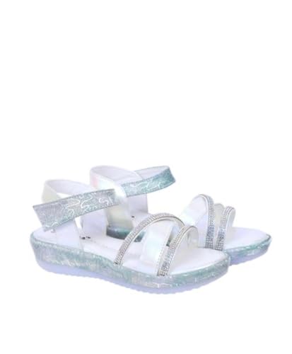 XMARTY Kids Girls Stylish Special Occasion Sandals Trendy Ankle Strap, Lightweight Fashionable |Shiny, Soft, Stylish Easy to wear Sandals | pack of 1| (white, UK Footwear Size System, Toddler, Age Range, Medium, 3.5 Years, 4 Years)