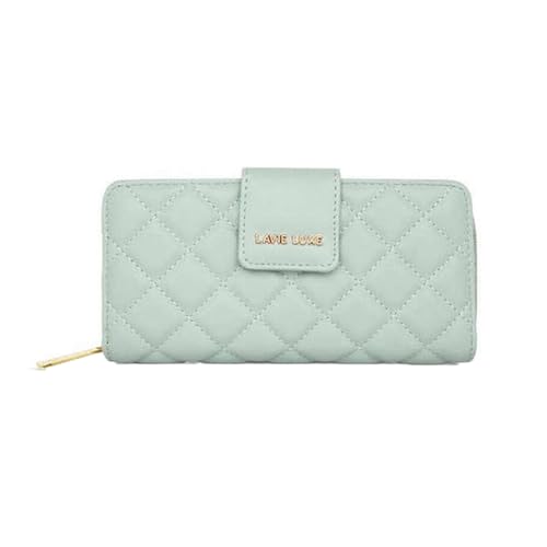 Lavie Zipper Diamond PU Women's Casual Wear Wallet (Green, Large)