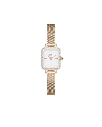 Daniel Wellington Quadro Analog Watch for Women with White Square Dial & Rose Gold Stainless Steel Bracelet Band Water Resistant Women's Wrist Watches - DW00100731K