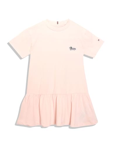 Tommy Hilfiger Girl's Cotton Classic Knee-Length Casual Dress (S23KRDR035 Pink